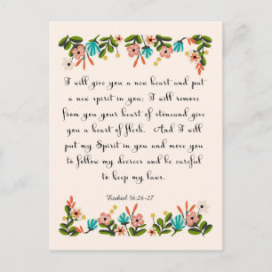 Cartão Postal Arte de Versículos da Bíblia - Ezequiel 36:26-27