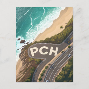 Cartão Postal Arte de Viagem Aéreo da Pacific Coast Highway