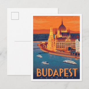 Cartão Postal Arte de Viagem Antiga Budapeste Hungria