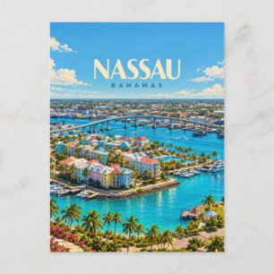 Cartão Postal Arte de Viagem Antiga Nassau Bahamas