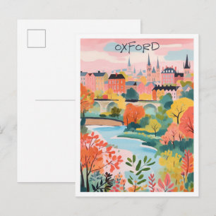 Cartão Postal Arte de Viagem Antiga Oxford Inglaterra