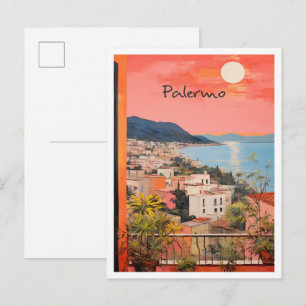 Cartão Postal Arte de Viagem Antiga Palermo Itália