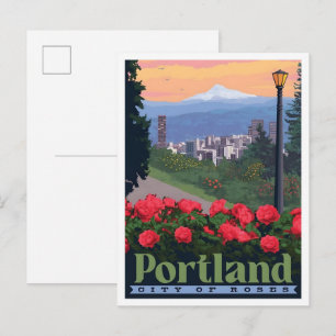 Cartão Postal Arte de Viagem Antiga Portland Oregon EUA