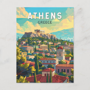 Cartão Postal Arte de Viagem Atenas Grécia Vintage