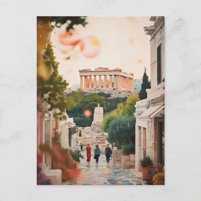Cartão Postal Arte de viagem Atenas Vintage Grécia  (Frente)