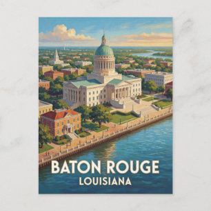 Cartão Postal Arte de Viagem da Frente do Rio Baton Rouge Louisi