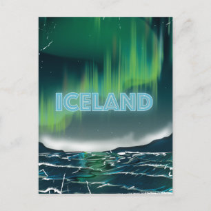 Cartão Postal Arte de Viagem das Luzes do Norte Islandesas