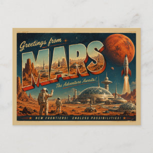Cartão Postal Arte de Viagem de Colônia Espacial Vintage