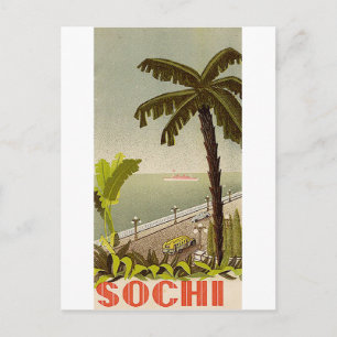 Cartão Postal Arte de Viagem de Estação Marítima de Sochi Vintag