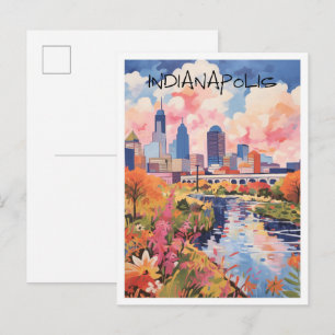 Cartão Postal Arte de Viagem de Indianápolis Indiana