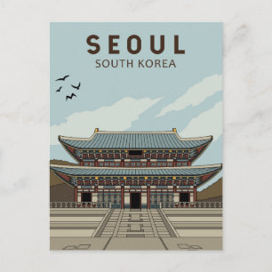Cartão Postal Arte de Viagem de Seul Coreia do Sul Vintage