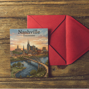 Cartão Postal Arte de Viagem do Céu de Nashville Tennessee Vinta