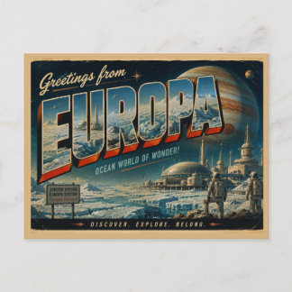 Cartão Postal Arte de Viagem para a Lua de Júpiter Vintage