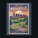 Cartão Postal Arte de Viagem pela Estrada Sul de Nashville Tenne<br><div class="desc">Design de viagem retro de Nashville em vetor. Desde o Grand Ole Opry até murais de arte de rua, é um destino imperdível para amantes de música e exploradores urbanos.</div>