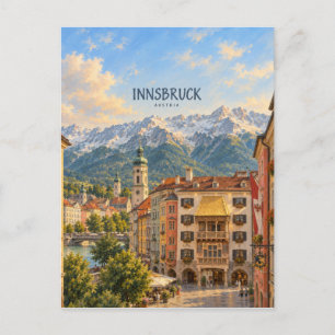 Cartão Postal Arte de Viagem Pintura de Innsbruck