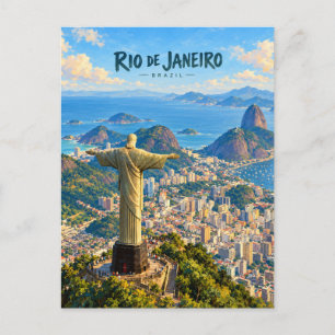 Cartão Postal Arte de Viagem Pintura do Rio de Janeiro