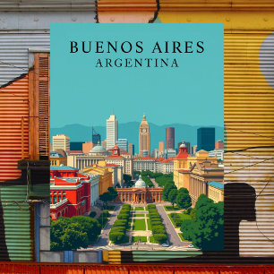 Cartão Postal Arte de Viagem Retro de Buenos Aires, Argentina