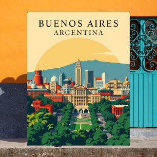 Cartão Postal Arte de Viagem Retro de Buenos Aires, Argentina