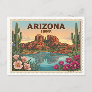 Cartão Postal Arte de Viagem Sedona Arizona Rochas Vermelhas Des