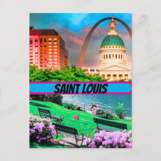 Cartão Postal Arte de Viagem St Louis EUA Cartaz Impressão Decor
