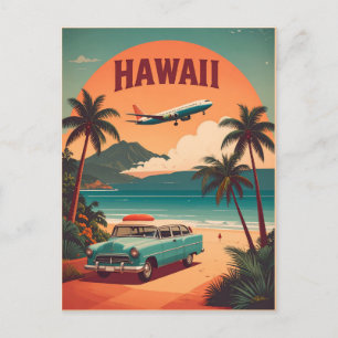 Cartão Postal Arte de Viagem Turístico do Havaí Retro Meados do