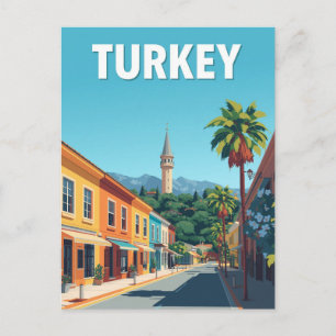 Cartão Postal Arte de Viagem Turquia Colorida Vintage