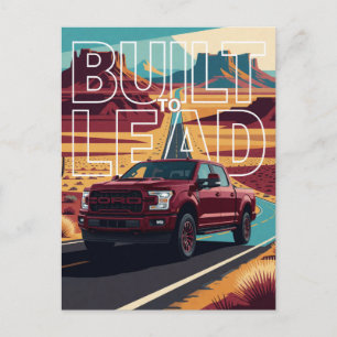Cartão Postal 🌆 Arte de Viagem Urbano com Carro Vermelho Clássi