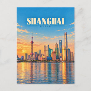 Cartão Postal Arte de Viagem Vintage de Xangai China