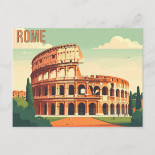 Cartão Postal Arte de Viagem Vintage do Colosseu de Roma