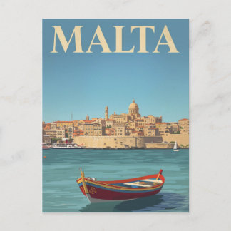 Cartão Postal Arte de Viagem Vintage do Porto de Malta