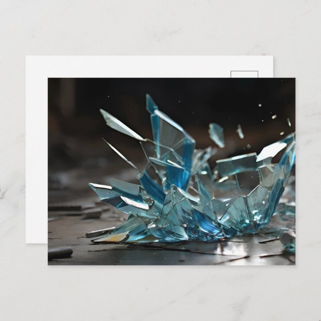 Cartão Postal Arte de vidro quebrada por abstrato (Frente/Verso)