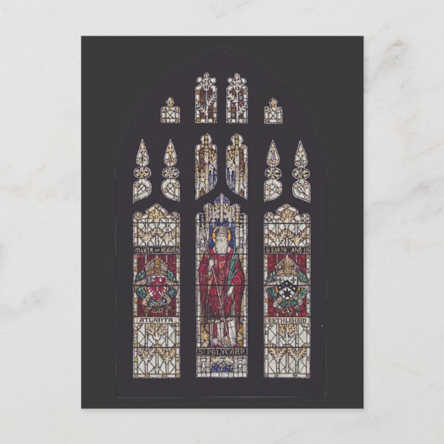 Cartão Postal Arte de Vitral da Catedral de São Policarpo (Frente)