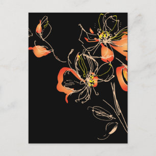 Cartão Postal Arte Deco Floral em Aquarela