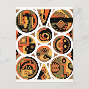 Cartão Postal Arte Deco Pochoir Jazz Círculos Geométricos Vintag