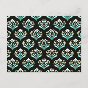 Cartão Postal Arte Deco Preto e Azul Turquesa