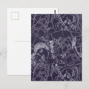 Cartão Postal Arte Deco Romano SPQR Estética Roxo Escuro Arte