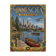 Arte Deco Vintage da Era de Ouro de Minnesota