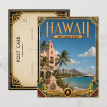 Arte Deco Vintage Idade Dourada do Havaí