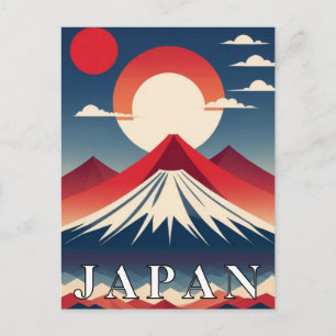Cartão Postal Arte Deco Vintage Japão Sol Vermelho Viagem