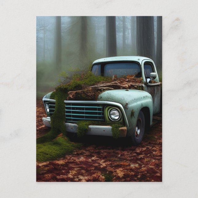 Cartão Postal Arte Digital Caminhão Abandonada (Frente)