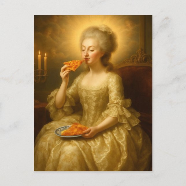 Cartão Postal Arte Digital Marie Comendo Pizza (Frente)