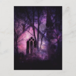 Cartão Postal Arte Digital Purple Night Sky, Abandonada da Igrej