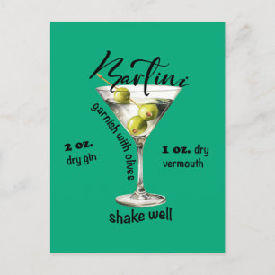 Cartão Postal Arte do Bar Clássico Martini Recebe Cocktail