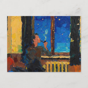 Cartão Postal Arte do Cachimbo: Noite no Campo (Pintura a Óleo N
