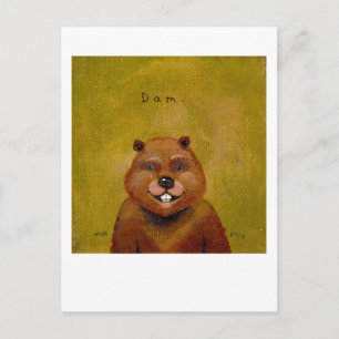 Cartão Postal Arte do castor pintura original ligeiramente desor