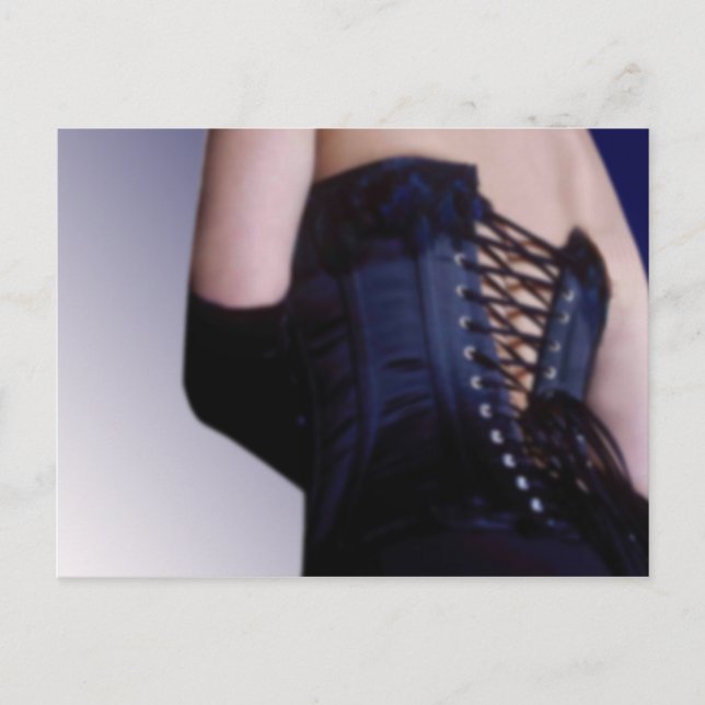 Cartão Postal Arte do Corset Azul Sensual (Frente)