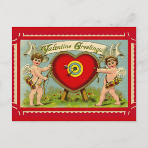 Cartão Postal Arte do cupido do dia dos namorados vintage