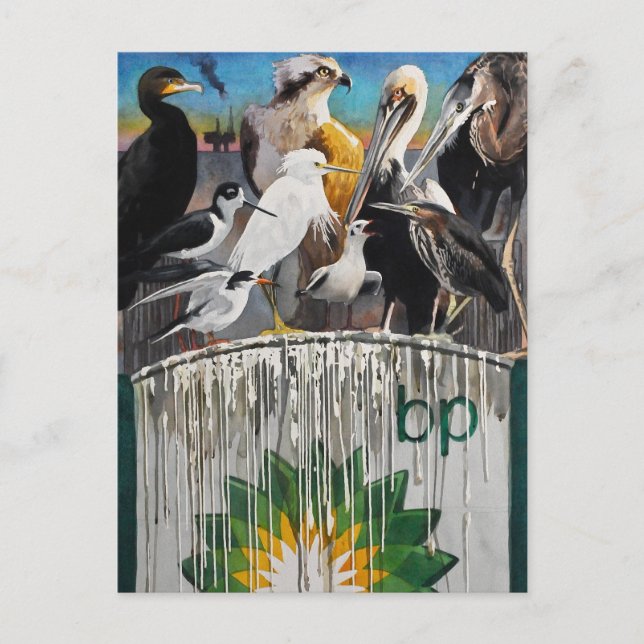 Cartão Postal Arte do Desastre de Óleo da Linguagem das Aves (Frente)