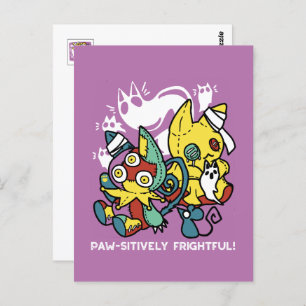 Cartão Postal Arte do Dia das Bruxas de Gatos Cerrantes: Assusta