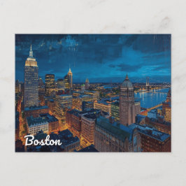 Cartão Postal Arte do Horizonte de Boston Massachusetts